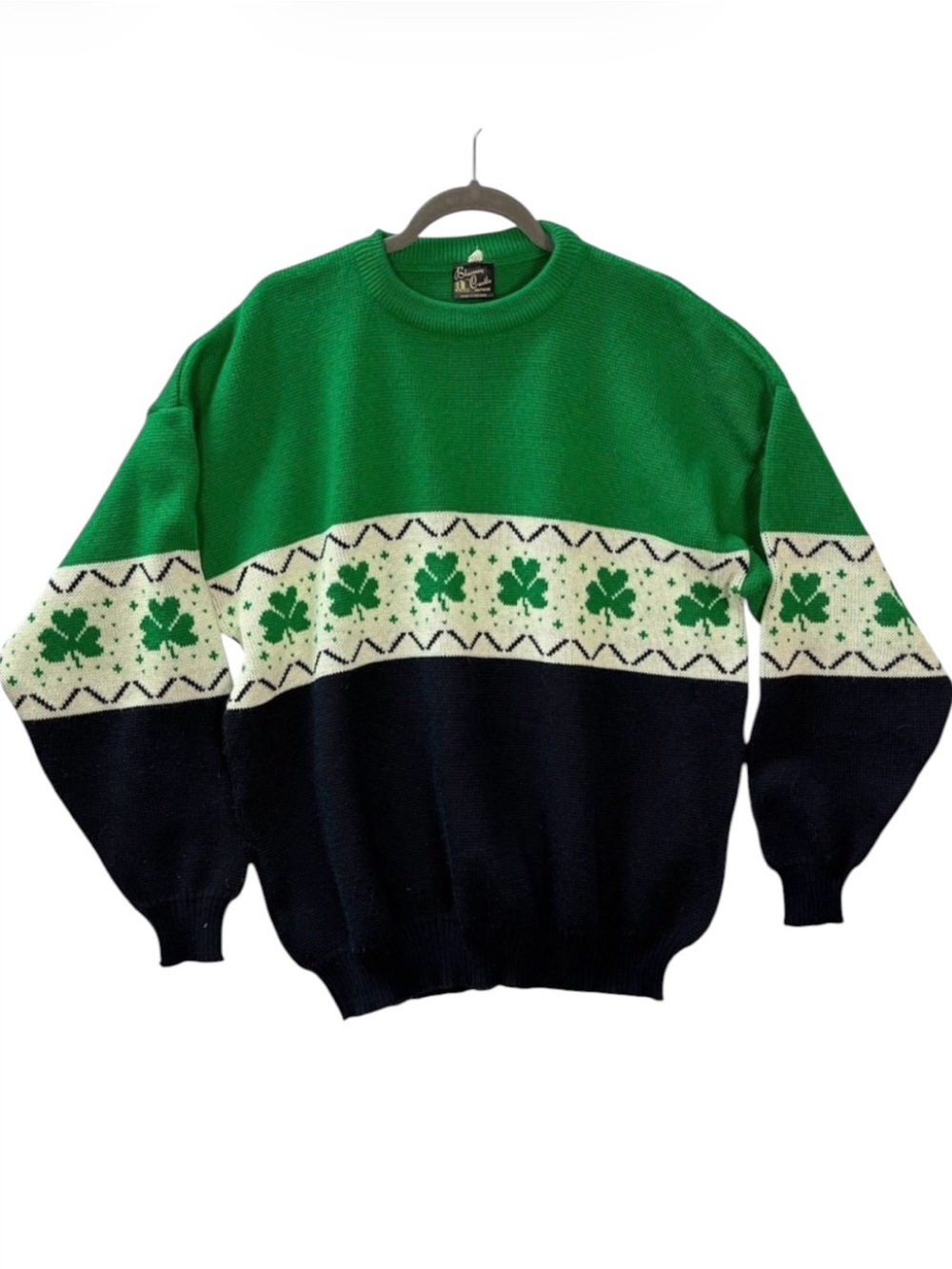 Blarney Castle Knitwear‎ Shamrock Sweater Green Navy White Mens XXL Ireland